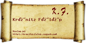Kránitz Fülöp névjegykártya